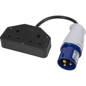 Sealey 16A/13A Trailing Twin Socket and 2P+E Blue Plug Cable Set 0.35m
