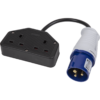 Sealey 16A/13A Trailing Twin Socket and 2P+E Blue Plug Cable Set