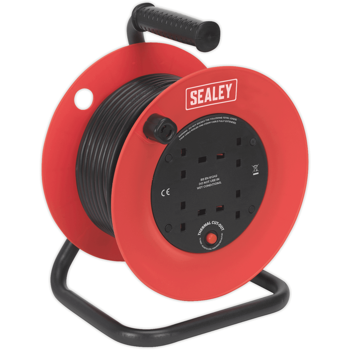 Sealey 4 Socket Heavy Duty Cable Reel 240v