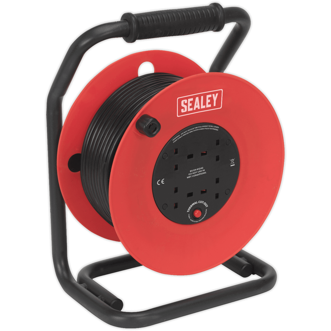 Sealey 4 Socket Heavy Duty Cable Reel 240v 50m