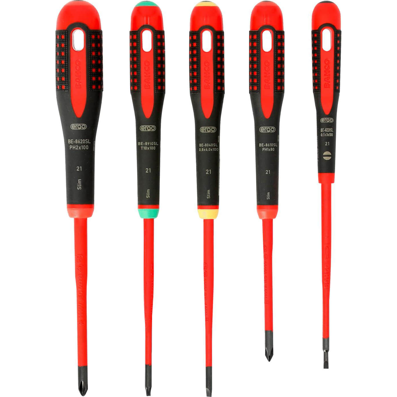 Bahco 5 Piece BE-9871SL Ergo Slim VDE Insulated Screwdriver Set