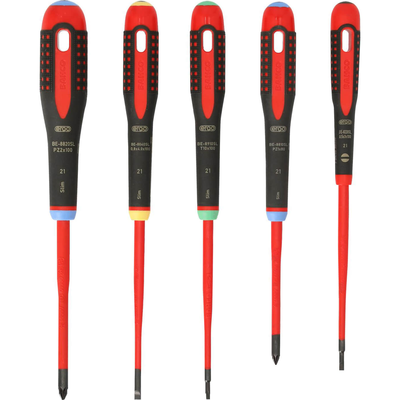 Bahco 5 Piece BE-9872SL Ergo Slim VDE Insulated Screwdriver Set