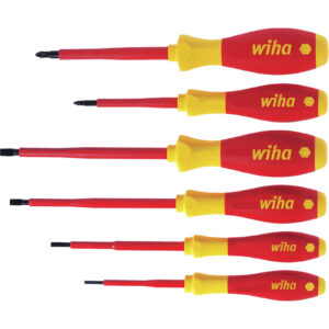 Wiha Softfinish 6 Piece VDE Insulated Slotted / Pozi Screwdriver Set