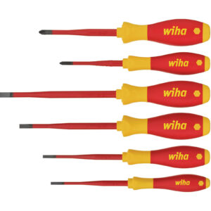Wiha Softfinish Slimfix 6 Piece VDE Insulated Slotted / Phillips Screwdriver Set