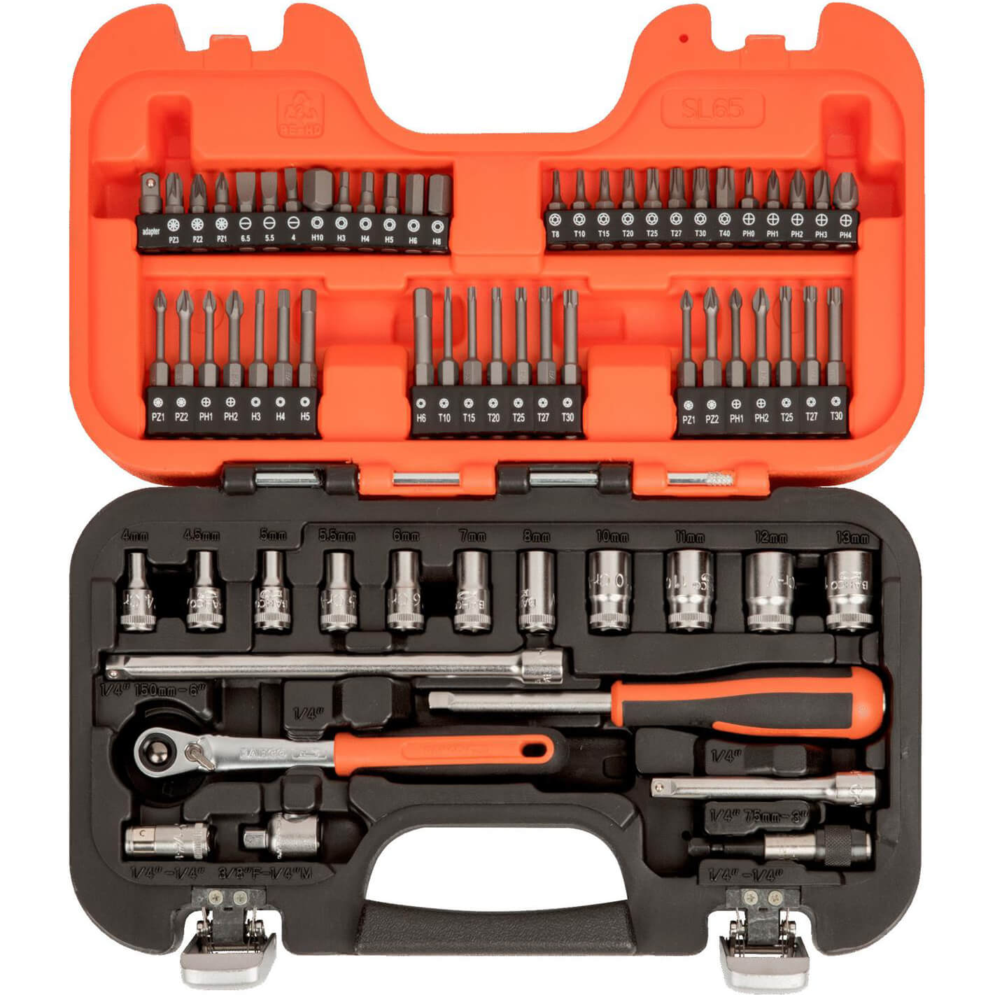 Bahco SL65 65 Piece 1/4" Drive Slim Socket and Screwdriver Bit Set 1/4"