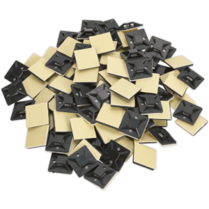 Sealey Self Adhesive Cable Tie Mounts Black 25mm Pack of 100