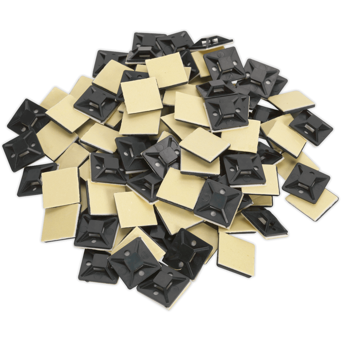 Sealey Self Adhesive Cable Tie Mounts Black 25mm Pack of 100