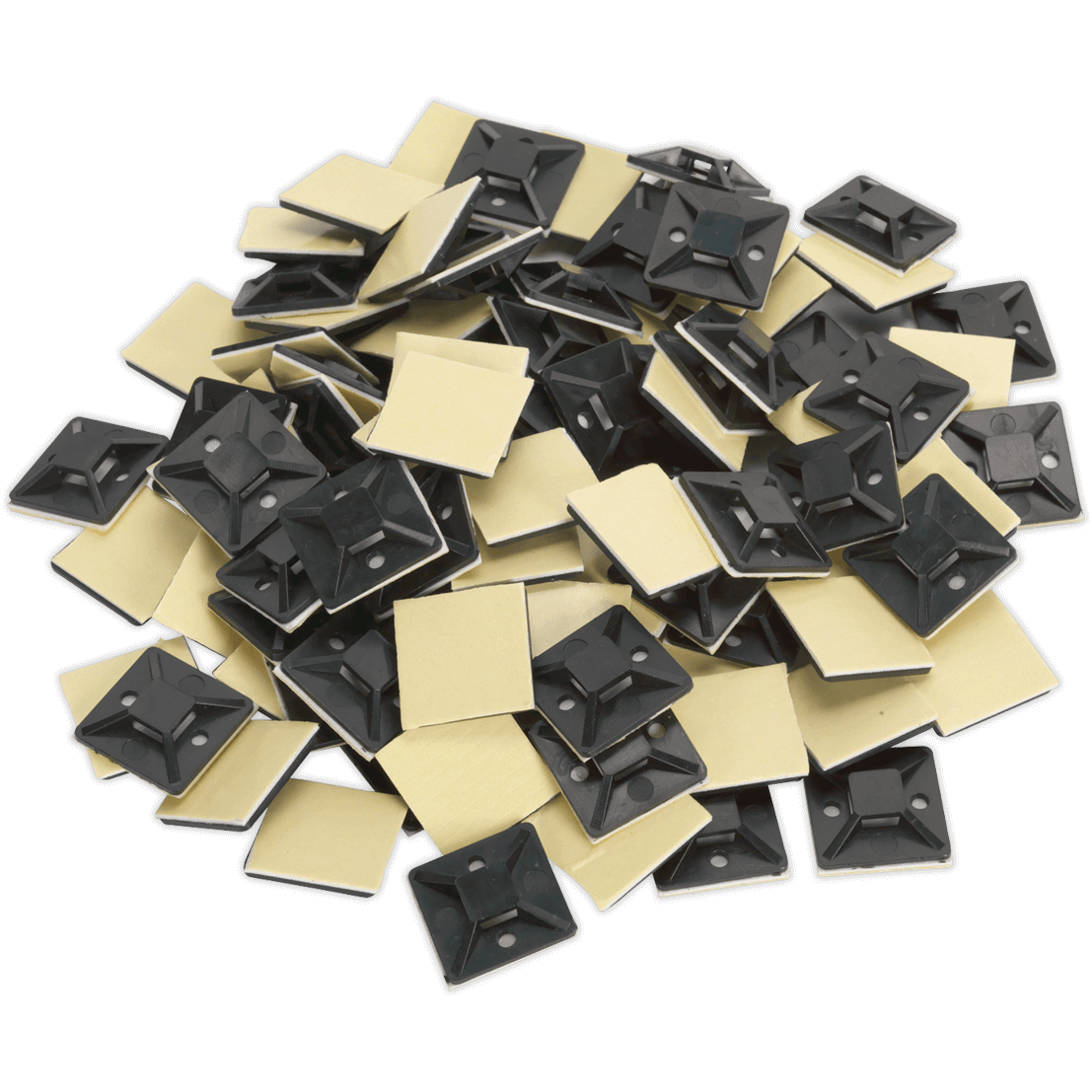 Sealey Self Adhesive Cable Tie Mounts Black 30mm Pack of 100