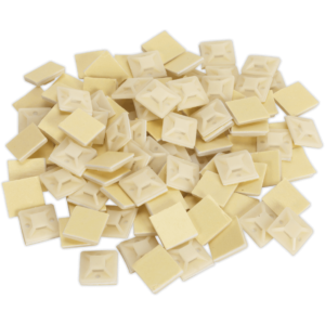 Sealey Self Adhesive Cable Tie Mounts White 20mm Pack of 100
