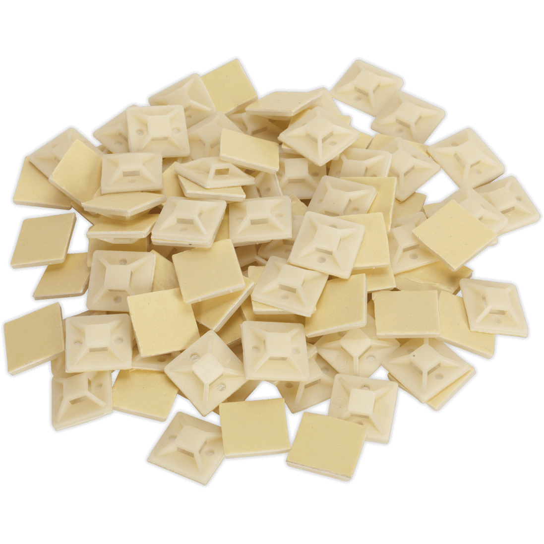 Sealey Self Adhesive Cable Tie Mounts White 25mm Pack of 100